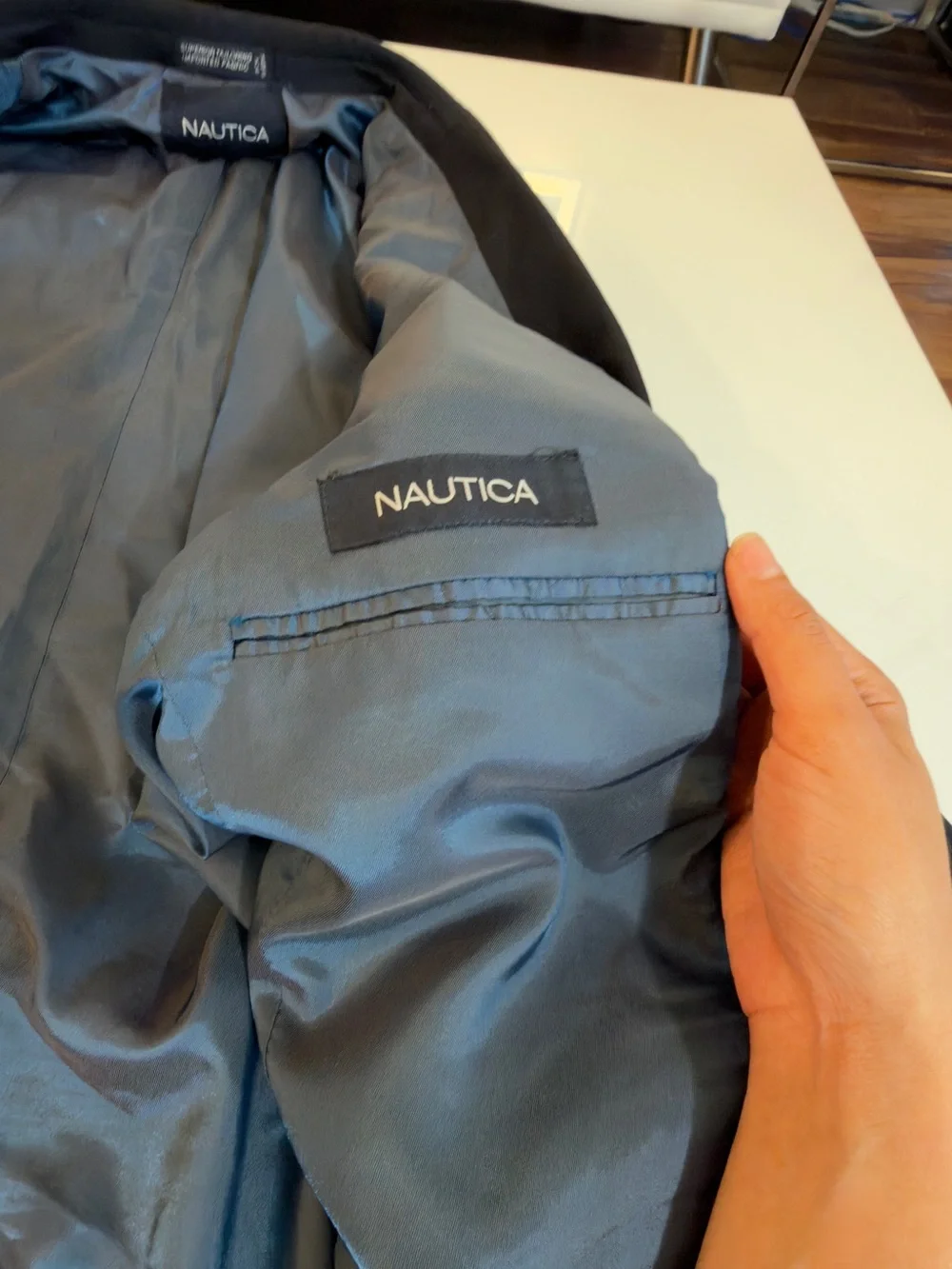Nautica Men’s 100% Wool Navy Blue 2 Button Blazer Sport Coat Size 44R